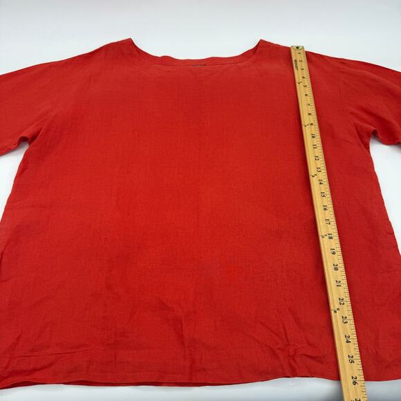 EILEEN FISHER Linen Boxy Lagenlook Shirt Size S Oversized Pockets Beachy Cool - Picture 8 of 8